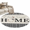 thumbnail image 2 of Farmhouse Home Round Area Rug 4 FT, Non Slip Indoor Outdoor Rug, Black Plaid Vintage Wood Grain Butterfly Washable Soft Circular Carpet Non-Shedding Floor Mat for Coffee Table Nursery Foyer Balcony, 2 of 8
