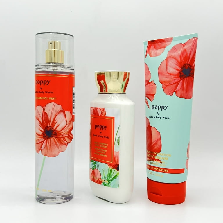 Bath & Body Works Poppy Fragrance Mist, Lotion & Cream Bundle with