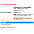thumbnail image 2 of Dash Board Cover - Compatible with 1988 - 1994 Chevy C1500 1989 1990 1991 1992 1993, 2 of 9