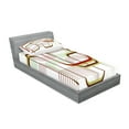 thumbnail image 2 of Ambesonne Modern Fitted Sheet & Pillow Sham Set, Wavy Abstract Shape Line, Twin, Khaki Burgundy White, 2 of 2