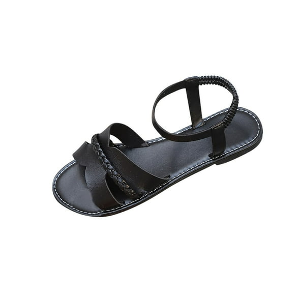 VEKDONE Flat Sandals for Women Women's Fashion Casual Summer New Style Solid Color Open Toe High Top Low Heel Thick Zipper Roman Shoes Sandals