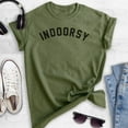 thumbnail image 2 of Indoorsy Shirt, Unisex Women's Men's Shirt, Homebody Introvert Tee, Stay Home Social Distance Quarantine T, Heather Military Green, Large, 2 of 6