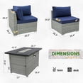 thumbnail image 5 of EAGLE PEAK 5 Piece Outdoor Wicker Patio Furniture Set with Fire Table, PE Rattan Sectional Conversation Sofa Set with Seating for 4 People, Dark Blue, 5 of 8