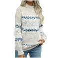 thumbnail image 2 of Christmas Sweaters for Women Snowflake Fashion Fair Isle High Neck Sweater Loose Comfortable Fall Winter Long Sleeve Pullovers Top Multicolor, 2 of 9