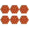 thumbnail image 2 of Pofeuu Christmas With Gold Snowflakes Print Leather Coasters Set of 6, Round Cups Mugs Mat Pad for Home Kitchen Heat Resistant Drink Coasters,Hexagon, 2 of 7