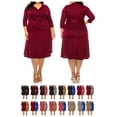 thumbnail image 7 of Women's Plus Size Solid 3/4 Sleeve V-neck Faux Wrap A-line Dress with Waist Tie(Pack of 2), 7 of 7