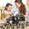 thumbnail image 3 of Police Truck Toy for 3-9 Years Old Boys & Girls - 7 in 1 Black Carrier Vehicle Set with 5 Toy Cars & 1 Helicopter,Friction Powered Car for Kids Age 1-3,Birthday Gifts for Toddlers 3-5, 3 of 8