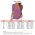 thumbnail image 3 of Top de jacquard con mangas abullonadas y escote en V morado, camiseta informal de corte holgado, talla M Summer Chic, 3 of 3