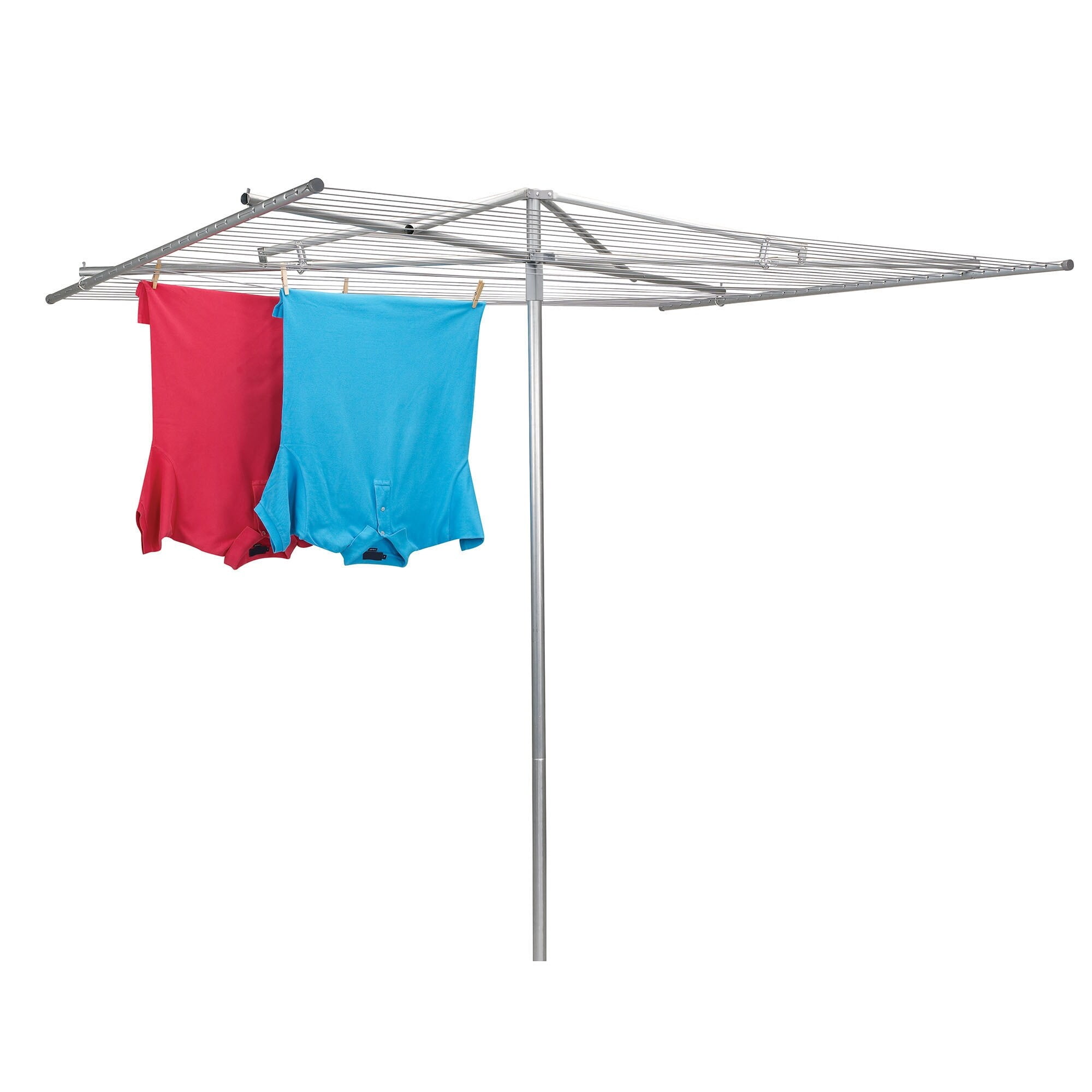 Honey Can Do Aluminum and Steel Outdoor Folding 12 Line Umbrella Clothes Drying Rack Silver Walmart