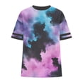 thumbnail image 5 of Blmnix Tshirts Shirts for Women Plus Size Tops Pullover Graphic T Shirts Tops Purple Crew Neck Elbow-Length Spring Blouses for Women,XXL, 5 of 6