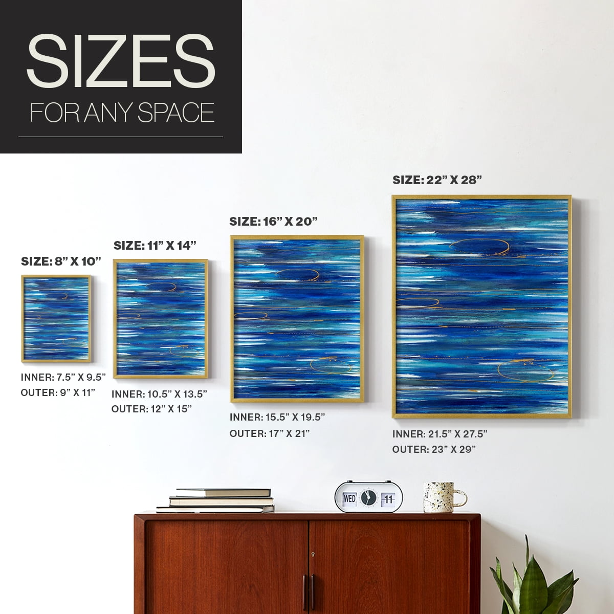 Waterworld Framed Print in Gold Solid Wood 16 x 20 Framed Print