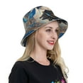 thumbnail image 4 of Yiaed Exotic Blue Cat Print Reflective Stripe Bucket Hat Unisex Funny Outdoor Fisherman Cap Beach Sun Hat, 4 of 5