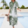 thumbnail image 3 of Palm Leaf Print Design Shirt Dress Long Sleeve Street Fashion V Neck Oversized Casual Dress Women Evening Dress, 3 of 7