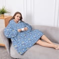 thumbnail image 5 of Oversized Wearable Blanket Hoodie,Blue Cartoon Unicorn Rainbow Cloud Pattern Sherpa Blanket Hoodie with Super Pockets,Super Warm Fuzzy Pullover for Women & Men, 5 of 6