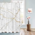 thumbnail image 3 of White Gold Marble Shower Curtain, Marble Texture Shower Curtain Set with Hooks, Spring Summer Waterproof Fabric Shower Curtains for Bathroom Decor, 72x72 Inch Bath Curtain, 3 of 6