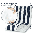 thumbnail image 6 of High Back Chair Cushions Set of 2, Adirondack Chair Cushion with Waterproof, Rocking Chair Cushion for Outdoor Patio, Garden Porch 45”x 22”x 4(navy white）, 6 of 7