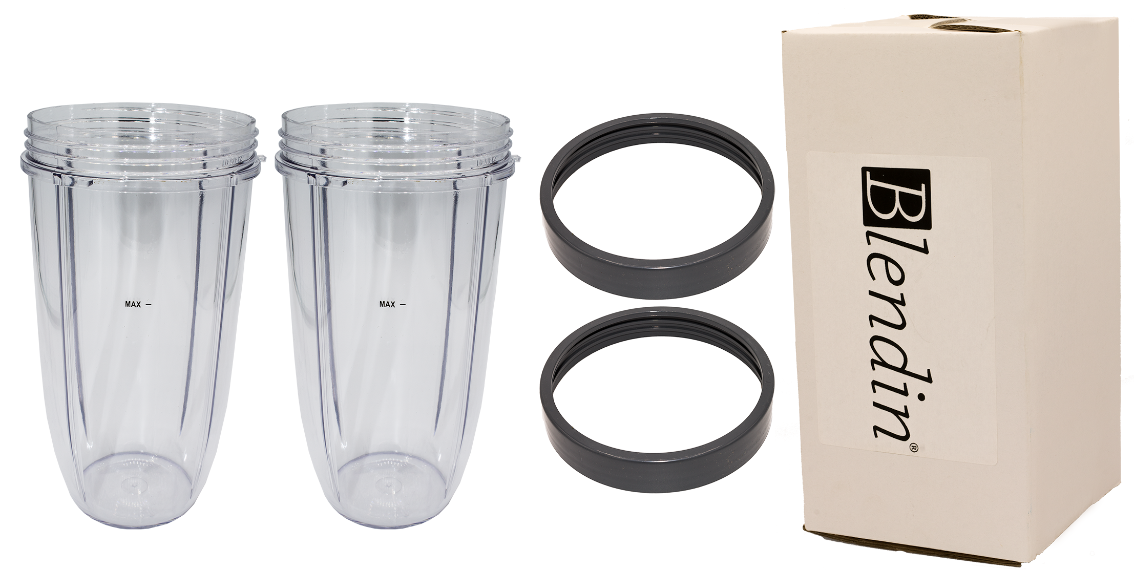 Blendin Replacement Short Cup & Lip Ring Set For Nutribullet 600W & 900W - 2 Pack