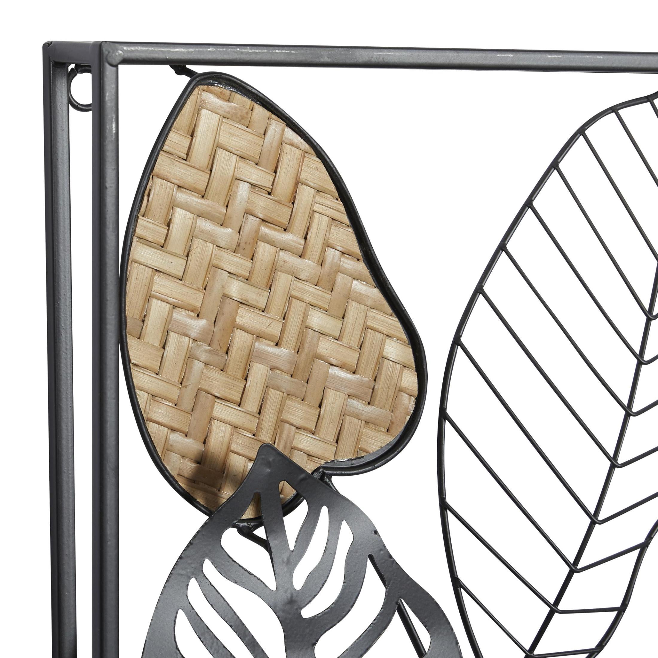 DecMode Black Metal Tall Cut-Out Leaf Wall Decor with Intricate Laser Cut Designs (2 Count)