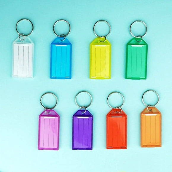 SHENMO Key Tag Color 8 Key Tags Plastic Key Tags with Split Ring Label Window, for Marking Keys Suitcases Bags Pets, 8 Colors