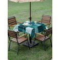 thumbnail image 4 of Outdoor Tablecloth with Umbrella Hole for Patio/Picnic/Party/Camping, Abstract Geometric Waterproof Table Cloth Square Cover Washable, Vintage Minimalist Patchwork Art Teal Green (60"x 60"), 4 of 9