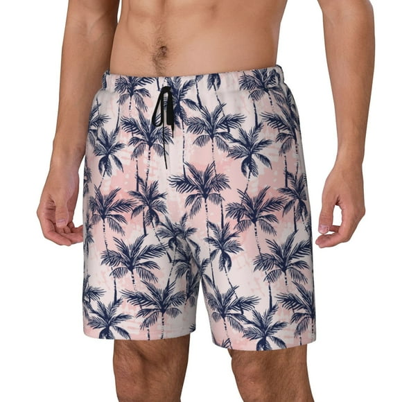 Balery Tropics Palm Trees Bañador para hombre, shorts de playa de secado rápido con entrepierna y forro de compresión-3X-Large