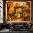 thumbnail image 6 of Rustic Wooden Gate on an Autumn Forest Path, Peaceful Farmhouse Style for Nature Lovers, Rustic Wall Art, Housewarming Gift, Tapestry Wall Hanging for Entryway and Living Room, 6 of 7