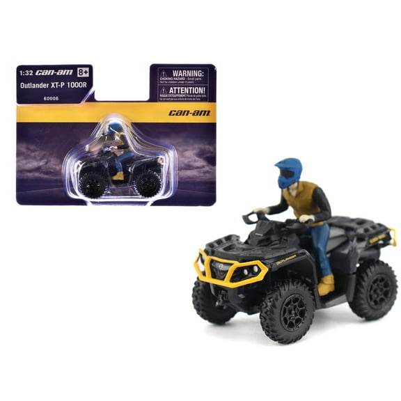 Can-Am Outlander XT-P 1000R ATV Iron Gray and Neo Yellow with Driver Figure 1/32 Diecast Model by BRP Models