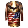 thumbnail image 3 of Cloaraye Womens Summer Tops 3/4 Sleeve Tee Shirts Casual Loose Round Neck Basic Patriotic Blouses - Independence Day Clothing, 3 of 4
