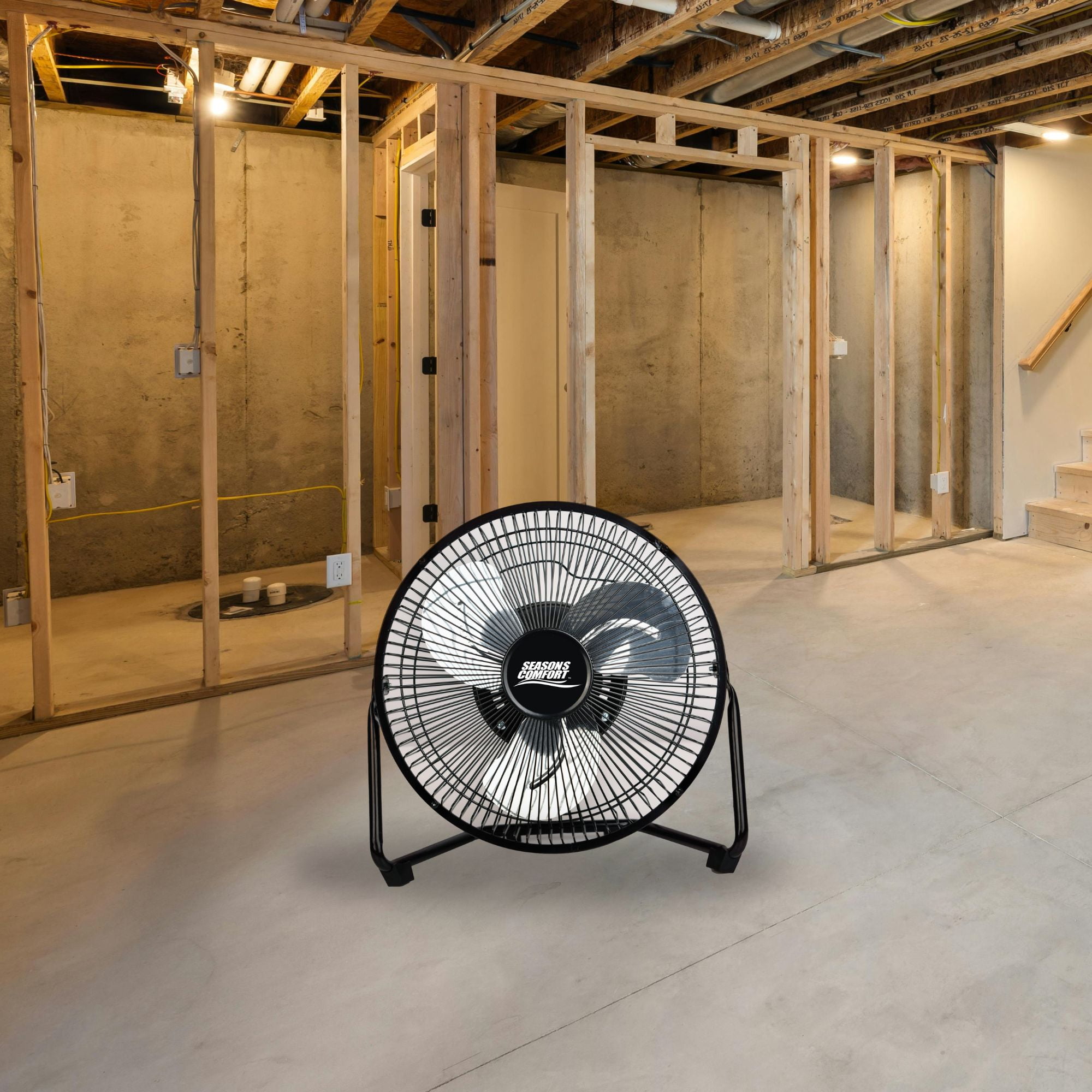 Seasons Comfort 14-In. 3-Speed High-Velocity Heavy-Duty Floor Fan, FHV14, Black, FHV14