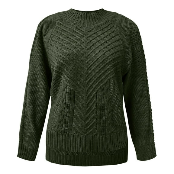 Aayomet Cardigan For Women Fall Women's Fall Turtleneck Batwing Long Sleeve Ribbed Knit Casual Soft Pullover Sweater Jumper Top,Green L