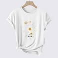thumbnail image 4 of Zunfeo Summer Cotton Tops for Women 2025 Short Sleeve Floral Tops Casual Crew Neck Basic Graphic T Shirts New Arrivals White L, 4 of 4