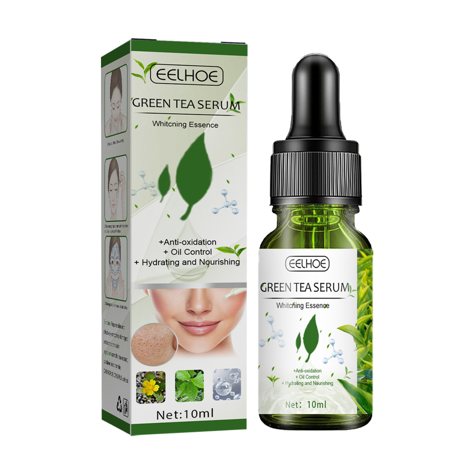 10ml Green Tea Facial Serums Safe Premium Ingredients Gentle Serum for