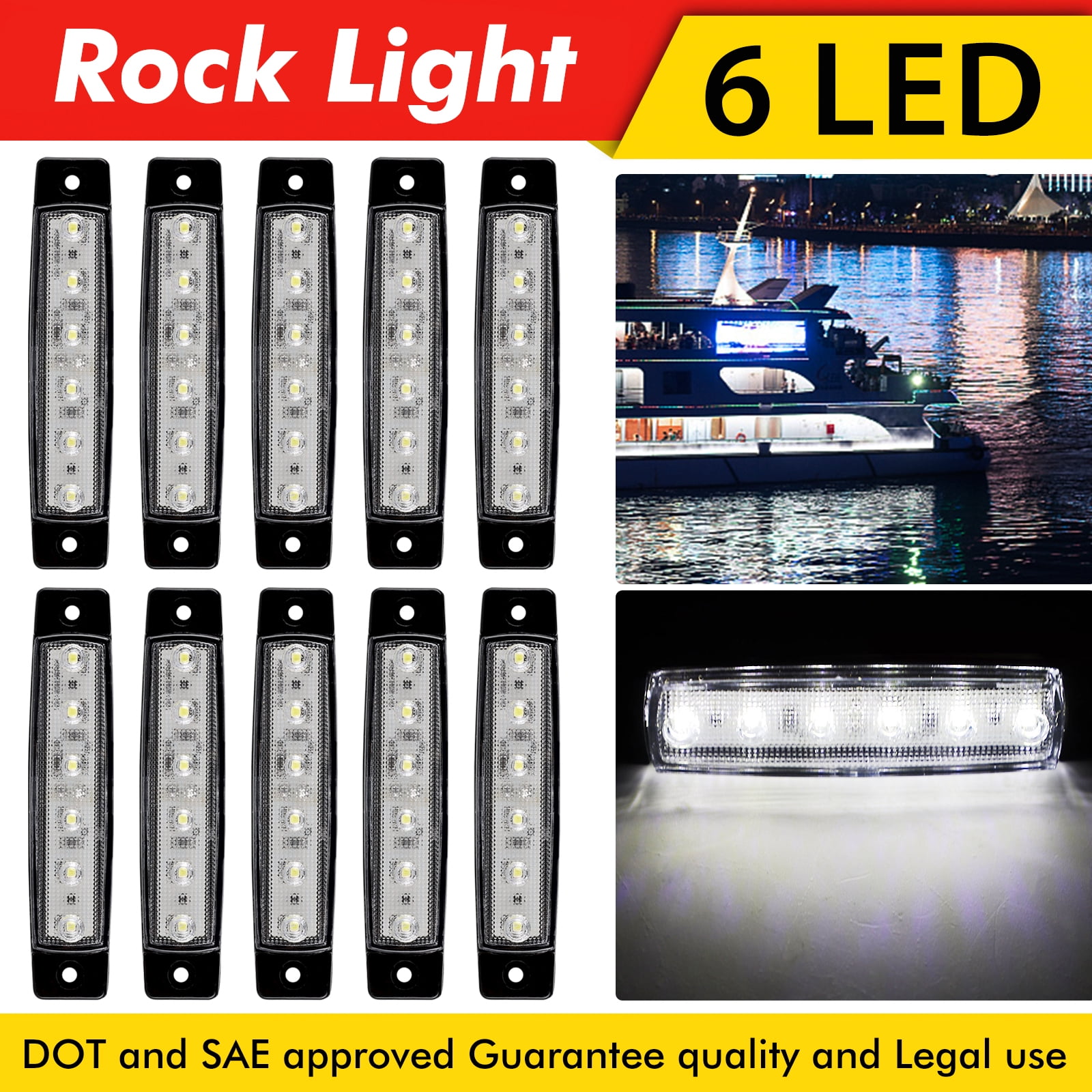 Marine White LED 12 volt Interior Strip Lamp Light Bar Boat Motorhome NEW 