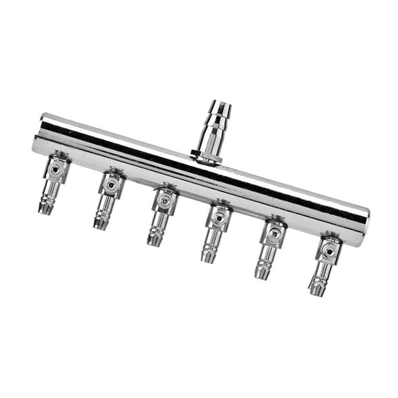 Stainless Steel Aquarium Fish Tank Air Flow 8mm Turn to 4mm Splitter Control Valve (6 way)