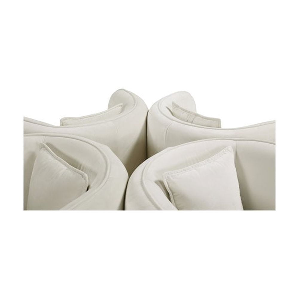 Meridian Furniture Circlet Roundabout Sofa with Gold Iron Legs, Cream Velvet