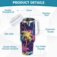 thumbnail image 3 of JSTEL Colorful Palm Leaf 40 oz Tumbler Stainless Steel Water Bottle Vacuum Insulated Cup with Straw Lid & Handle For Travel Car Cup Holder, 3 of 8