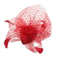 thumbnail image 3 of Ediodpoh Women with Polka and Feathers Mesh Headpiece for Retro Style Events Red, 3 of 3