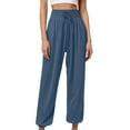 thumbnail image 1 of Vaqueros cargo de cintura media para mujer: pantalones vaqueros elásticos de pierna ancha con bolsillos, tallas pequeñas, tejido suave, ideales para primavera/verano., 1 of 4