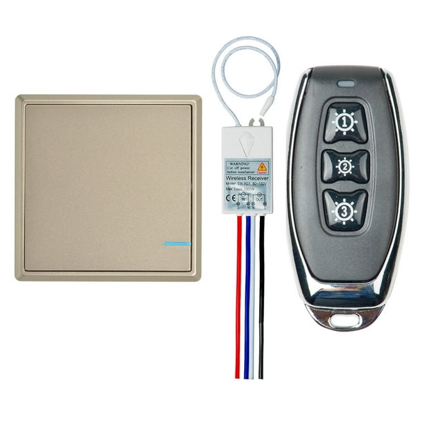 GREENCYCLE Wireless light Switch Gold Kit with 1 Remote 1 Push Button