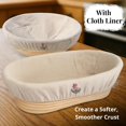 thumbnail image 4 of Banneton Bread Proofing Basket with Liners - Natural Rattan Dough Riser & Sourdough Starter Kit, Artisan Bread Loaves, Homemade Bread Making - 9 Round & 10 Oval Basket - 2 Pack, 4 of 7