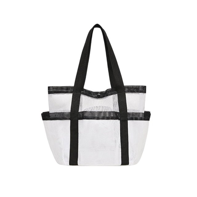 Mesh Beach Bag, Large Sand-Proof Tote Handbag for Swim Gear and Pool Toys, Multi-Pocket Shell Collector and Storage Organizer for Beach Essentials
