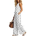 thumbnail image 6 of Muscularfit Matching Summer Sets Palazzo Travel Sets Polka Dot Set Sets Sleeveless Wide-Leg White Crew Neck Casual Sets for Women,S, 6 of 6
