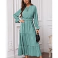 thumbnail image 1 of Vestido de manga larga hasta los tobillos, vestido con dobladillo con volantes, vestido largo con mangas largas y volantes, vestido de cintura alta, el mejor en su clase, 1 of 5