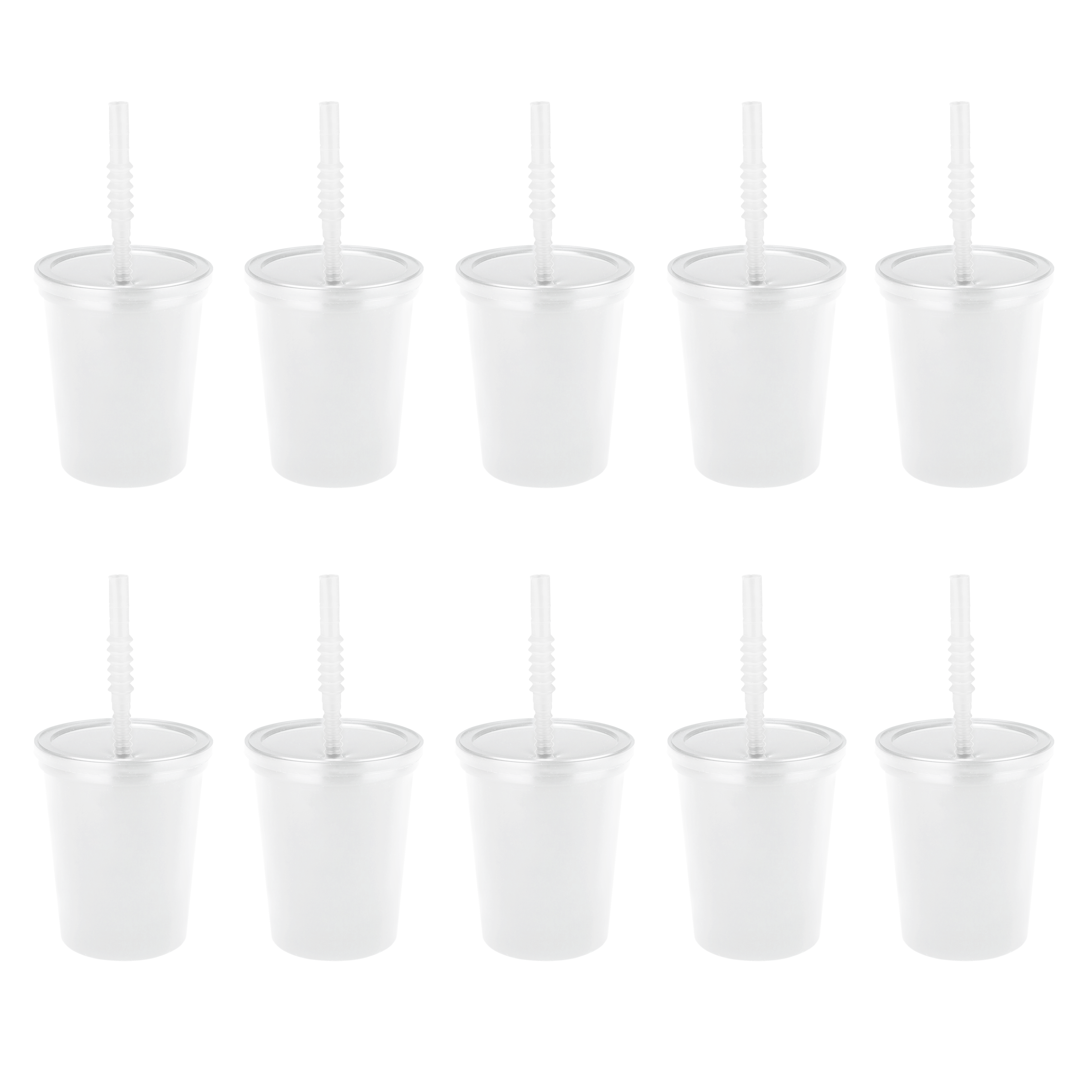 Plastic Cups with Lid and Straw 16 oz. Set of 10, Bulk Pack Perfect for Summer, Sporting