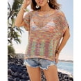 thumbnail image 2 of Beach Cover Up for Women Mesh Hollow Out Swimsuit Cover Up Short Sleeve Swimwear Pullover Crochet Tops Shermie, 2 of 6