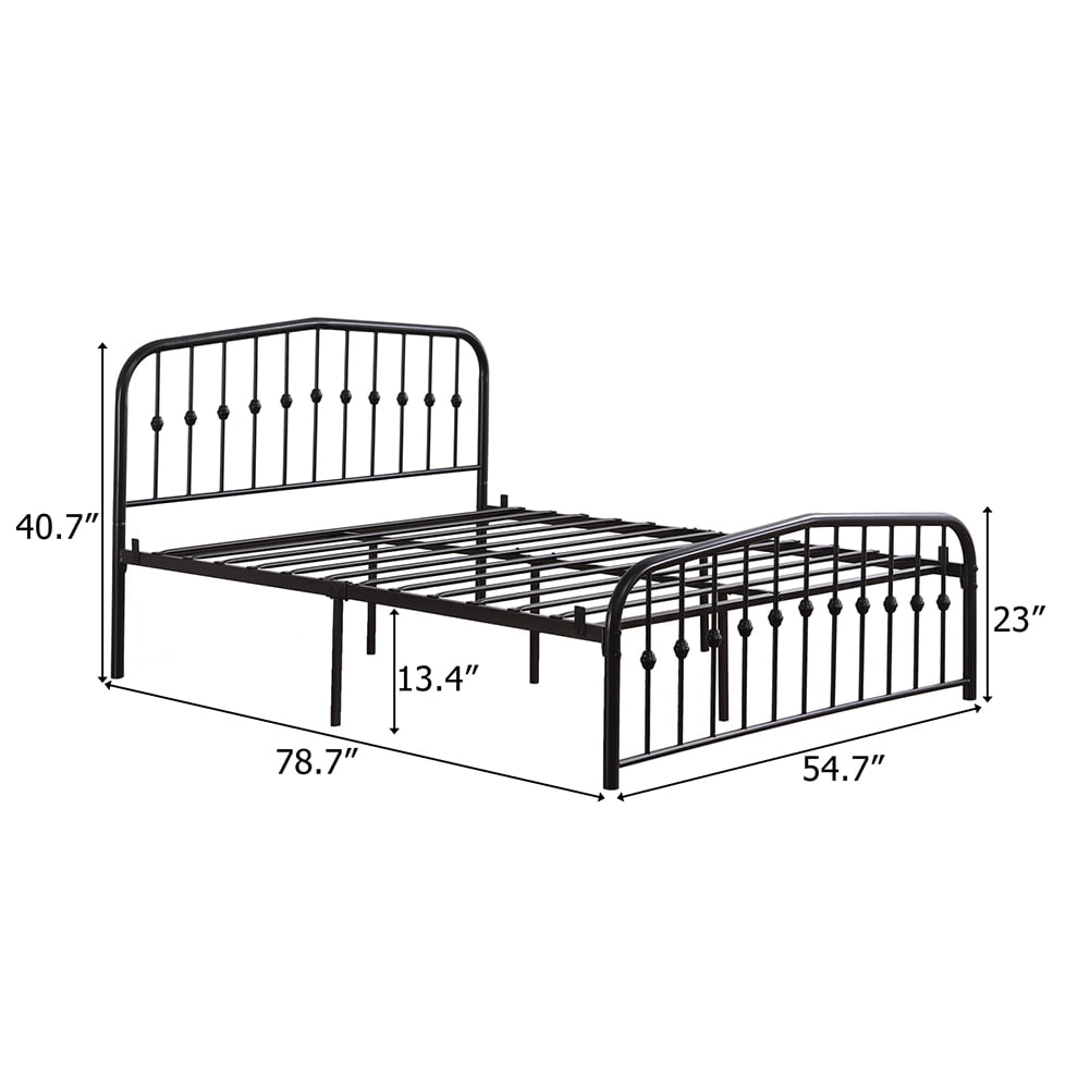 Lowestbest Single-Layer Curved Frame Bed Head and Foot Center Raised Vertical Pipe with Ball Decoration, Full Iron Bed (Black) Lowestbest Single-Layer Curved Frame Bed Head and Foot Center Raised Vertical Pipe with Ball Decoration, Full Iron Bed (Black)