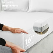 Lux Decor Collection Stripes 4 Piece Bedding Sets King with Flat Sheet and Fitted Sheet and Pillowcases