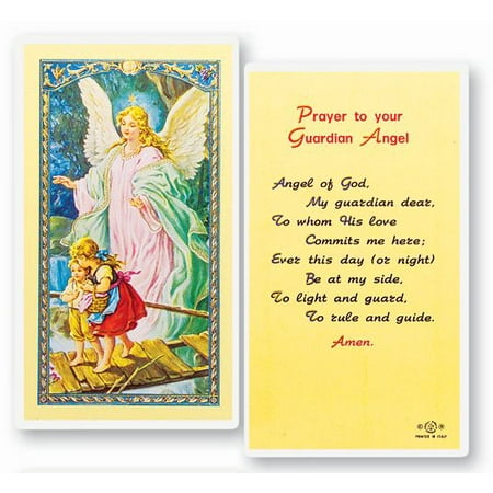 

Guardian Angel-Angel of God Laminated Catholic Prayer Holy Card with Prayer on Back Pack of 25