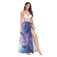 thumbnail image 2 of FORMRS Womens Long Sarong Beach Wrap Semi-Sheer Bikini Skirt Bathing Swimsuit Cover Up, Astronaut Pattern, 2 of 7