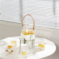 DAMAI Glass Beverage Dispenser ,Lemonade Stand, Juice Container ,Beverage Dispenser with Stainless steel Spigot plus leather handle ,pertain Ice Cylinder and Fruit Infuser Drink Dispensers for Parties